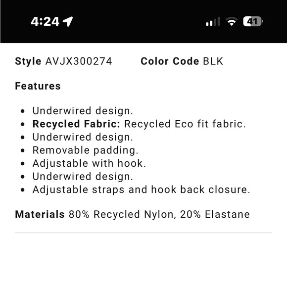 RVCA WOMEN’S BATHING SUIT TOP SOLID UNDERWIRE BIKINI TOP WITH ADJUSTABLE STRAPS - Picture 5 of 6